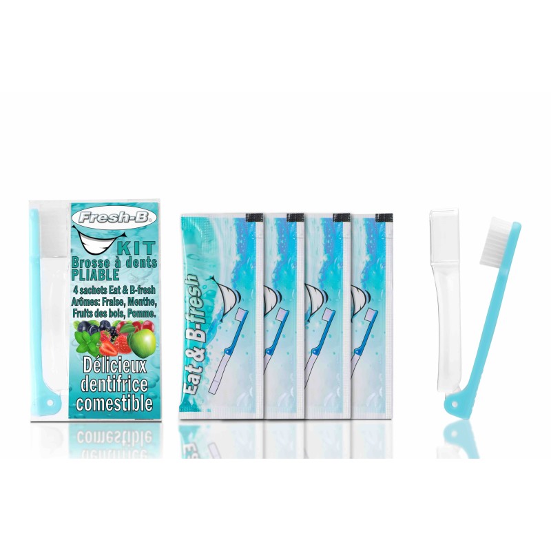 Lot 2 kits adultes avec brosse à dents blanche/bleu